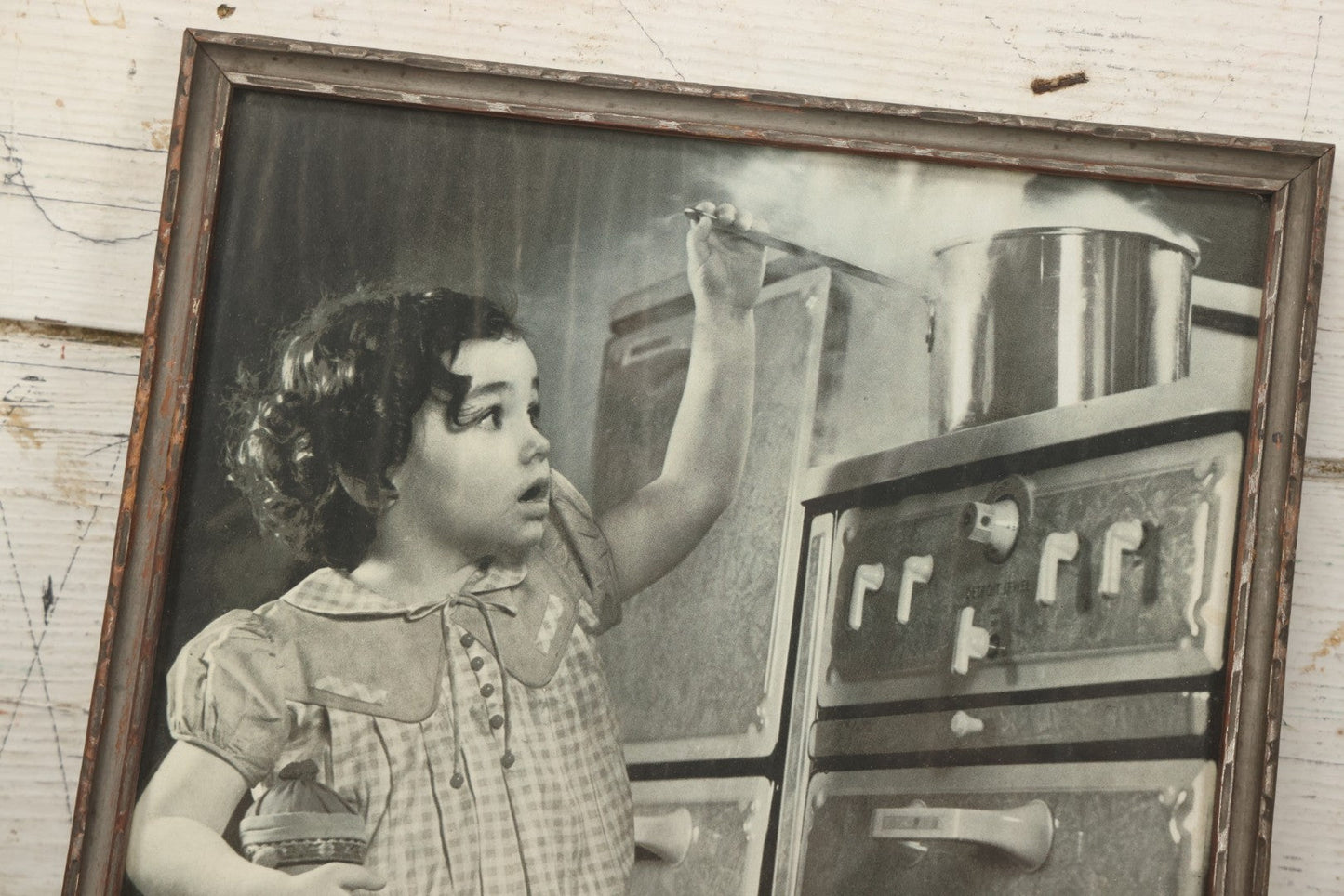 Lot 234 - Vintage Safety Photograph “A Thoughtless Parent—A Disfigured Child,” Signed Sarra, In Gray Painted Frame, 11-1/8" x 12-1/8"