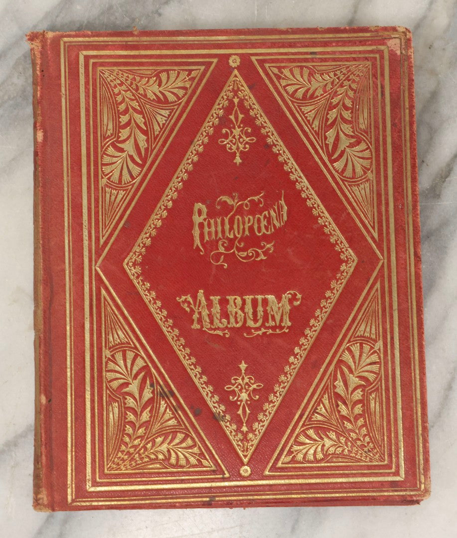 Lot 240 - "Philopoena Album" Antique Gilt-Embellished Friendship And Autograph Book Published By Leavitt & Allen, New York, Circa 1857, With Engraved Illustrations And Gilt Fore Edge