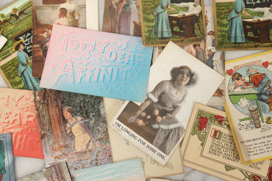 Lot 244 - Grouping Of 18 Antique And Vintage Comic And Romantic Postcards And More, Including Two Postcards With Embossed Lettering