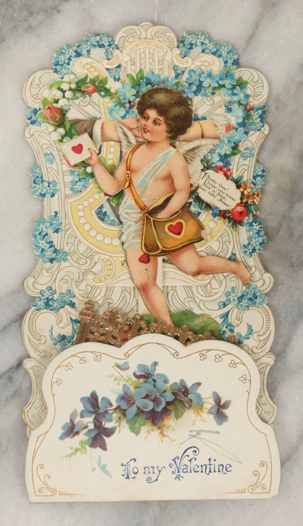 Lot 250 - Grouping Of Four Antique Valentine And Christmas Cards Including Mechanical And Booklet Formats, Ernest Nister And Castell Brothers Ltd., London And New York