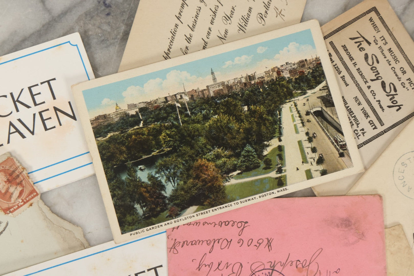 Lot 251 - Grouping Of Antique And Vintage Ephemera, Including 1894 Intoxication Arrest Warrant, Antique Postmarked Envelopes, And Two "My Ticket To Heaven" 1995 Booklets