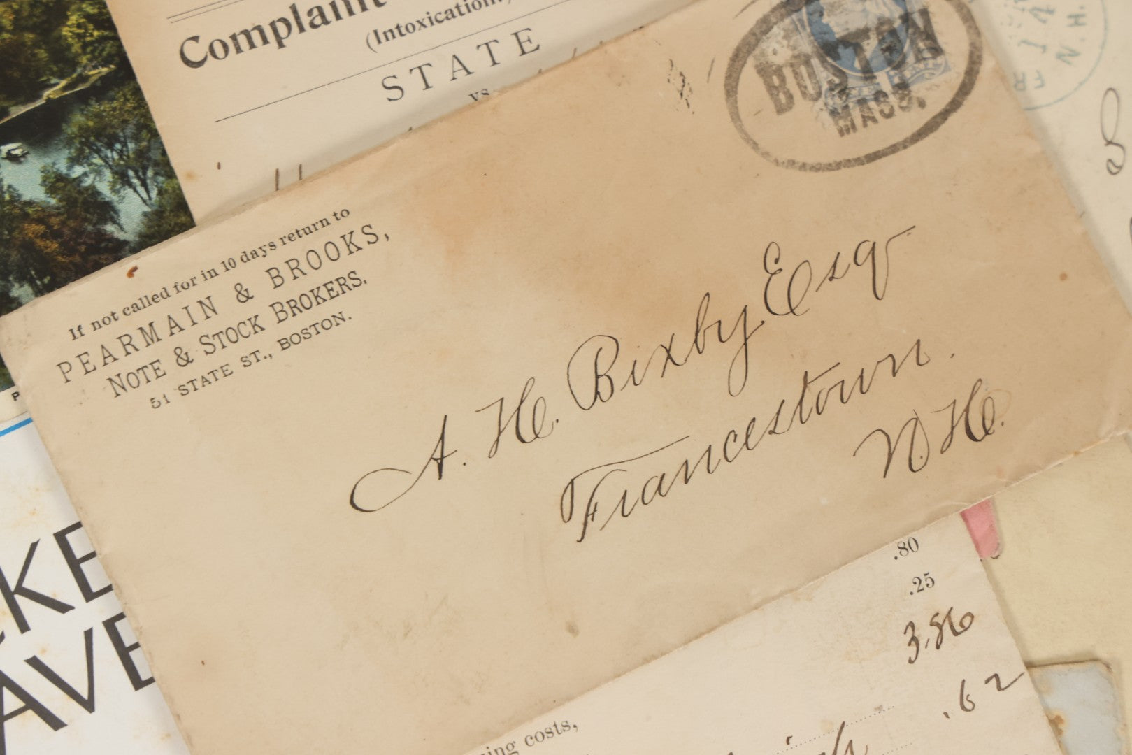 Lot 251 - Grouping Of Antique And Vintage Ephemera, Including 1894 Intoxication Arrest Warrant, Antique Postmarked Envelopes, And Two "My Ticket To Heaven" 1995 Booklets