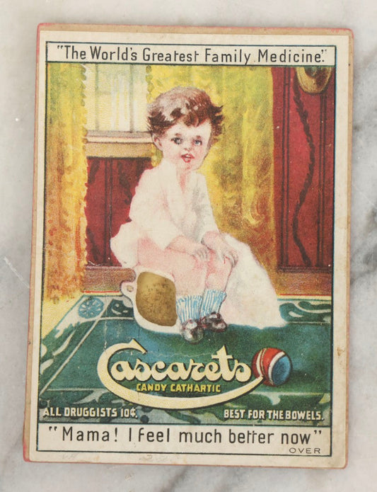 Lot 255 - Antique Cascarets Candy Cathartic Novelty Advertising Trade Card By Sterling Remedy Co., Chicago And New York, With Sand-Filled “Pooping” Window