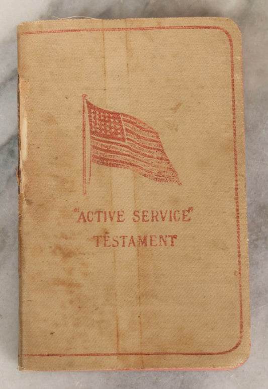 Lot 274 - "Active Service Testament" Antique Miniature New Testament Book With American Flag Cover, Published By The Scripture Gift Mission And Naval And Military Bible Society, London, Circa 1917