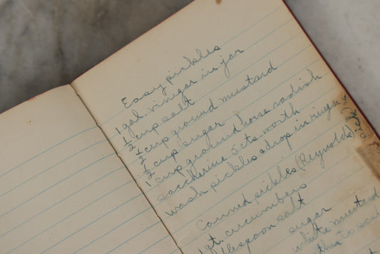 Lot 275 - Vintage Handwritten And Compiled Recipe Book With Red Plastic Binding And Hand-Cut Tabbed Pages, Containing 30+ Recipes