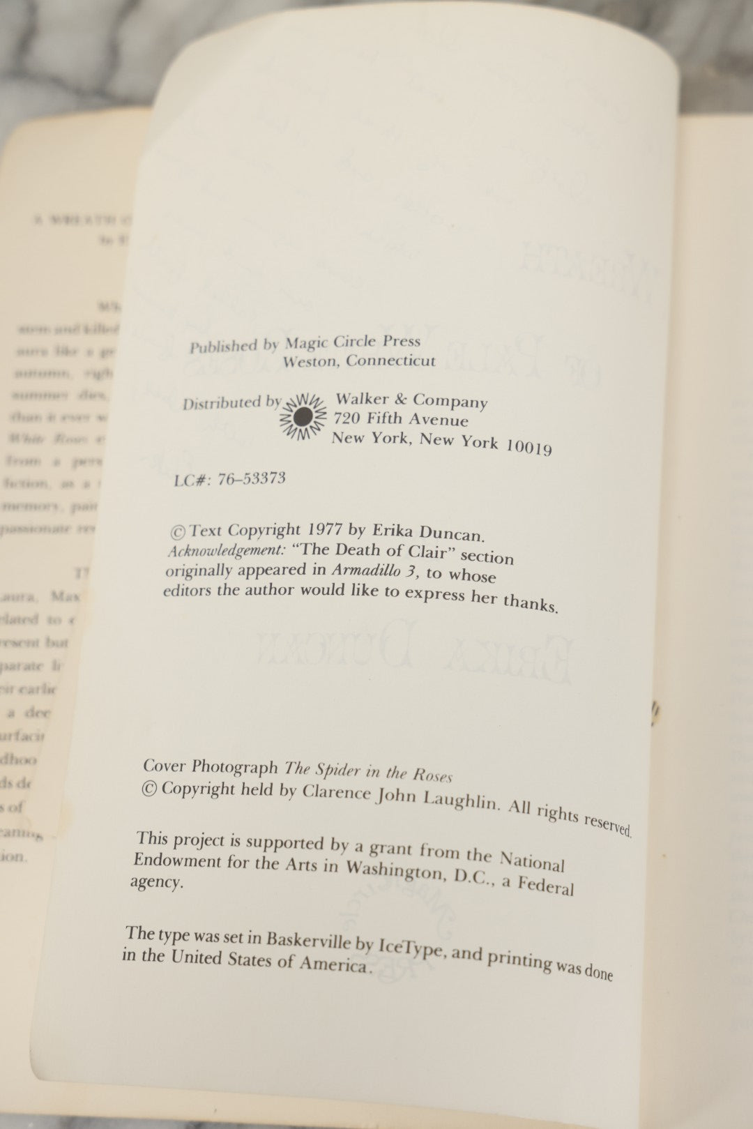 Lot 280 - "A Wreath Of Pale White Roses" Vintage Inscribed Paperback Novel By Erika Duncan, Published By Magic Circle Press, Weston, Ct, 1977, With Author's Signed Gift Inscription And Accompanying Postcard Invitation To Joint Book Release With Anaïs Nin