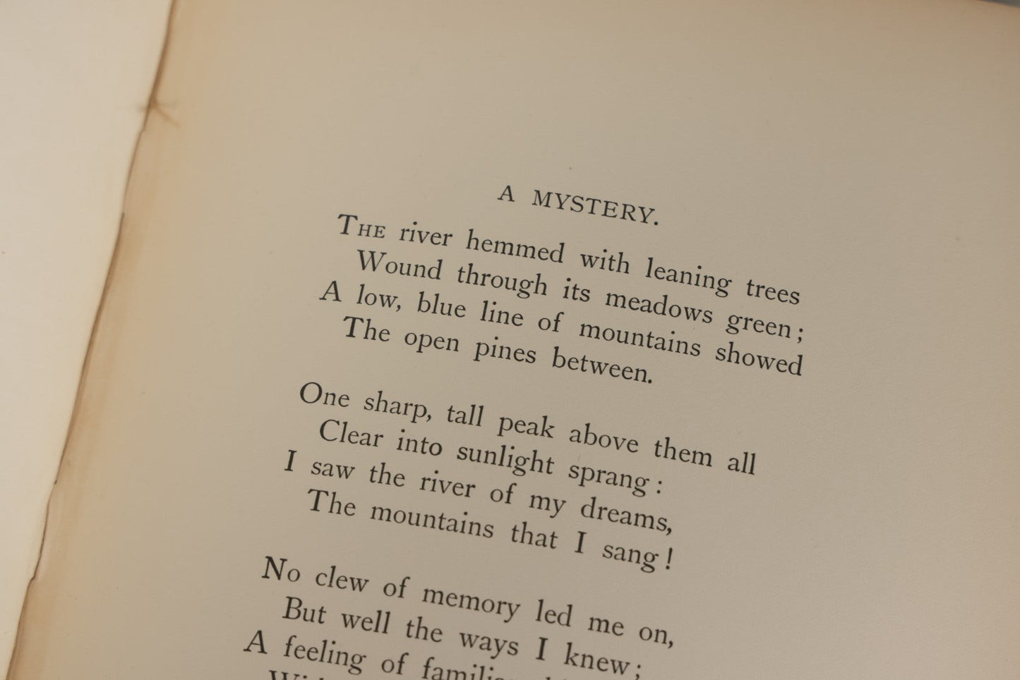 Lot 288 - "Poems Of Nature" Antique Large Format Illustrated Book By John Greenleaf Whittier, Illustrated By Elbridge Kingsley, Published By Houghton, Mifflin And Company, Boston, 1886, With Pine Cone And Pine Leaf Designs On Covers And Gilt Foredge