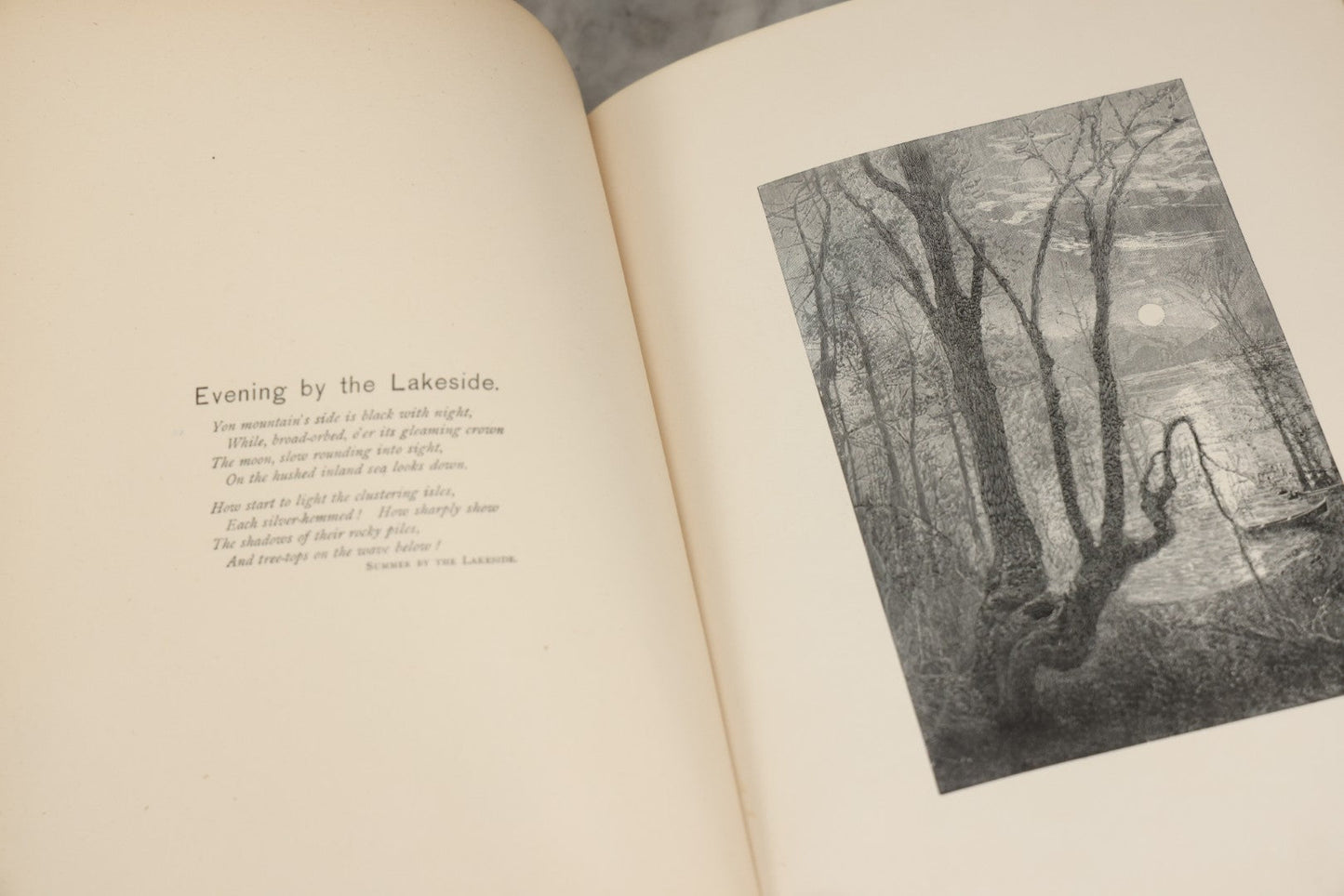 Lot 288 - "Poems Of Nature" Antique Large Format Illustrated Book By John Greenleaf Whittier, Illustrated By Elbridge Kingsley, Published By Houghton, Mifflin And Company, Boston, 1886, With Pine Cone And Pine Leaf Designs On Covers And Gilt Foredge