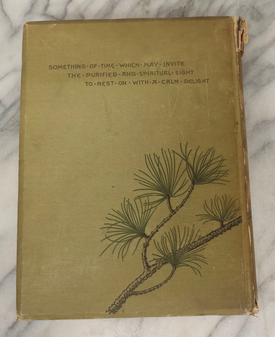 Lot 288 - "Poems Of Nature" Antique Large Format Illustrated Book By John Greenleaf Whittier, Illustrated By Elbridge Kingsley, Published By Houghton, Mifflin And Company, Boston, 1886, With Pine Cone And Pine Leaf Designs On Covers And Gilt Foredge