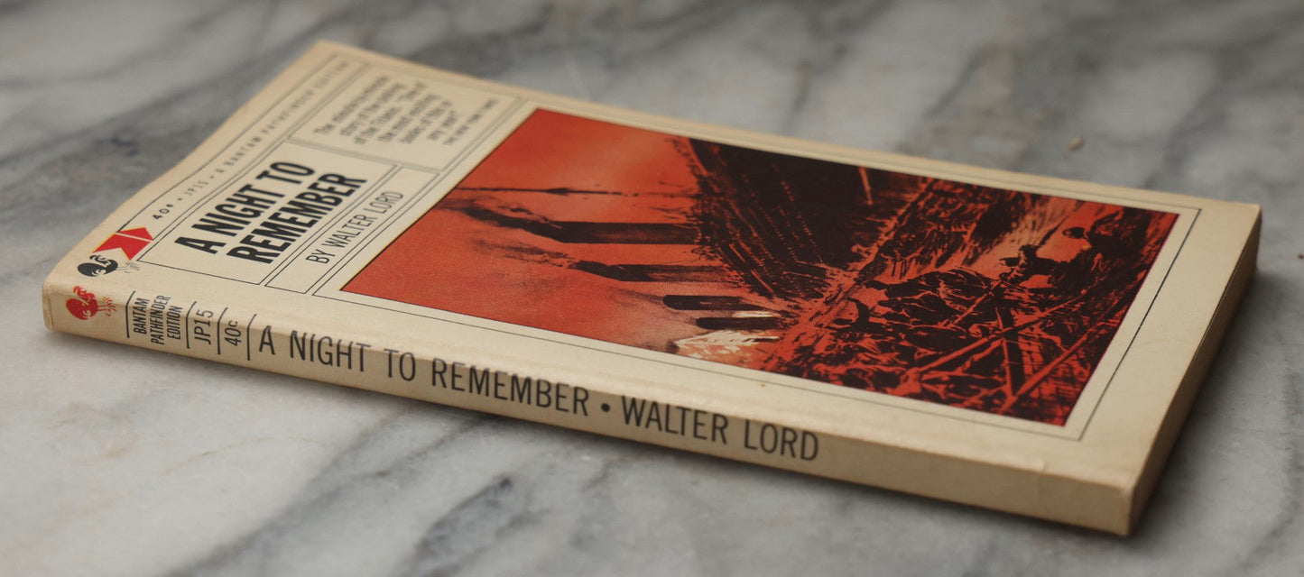 Lot 306 - "A Night To Remember" Vintage Bantam Pathfinder Paperback Edition By Walter Lord, Published By Bantam Books, New York, 1963, With Dramatic Red-Tinted Titanic Cover Illustration