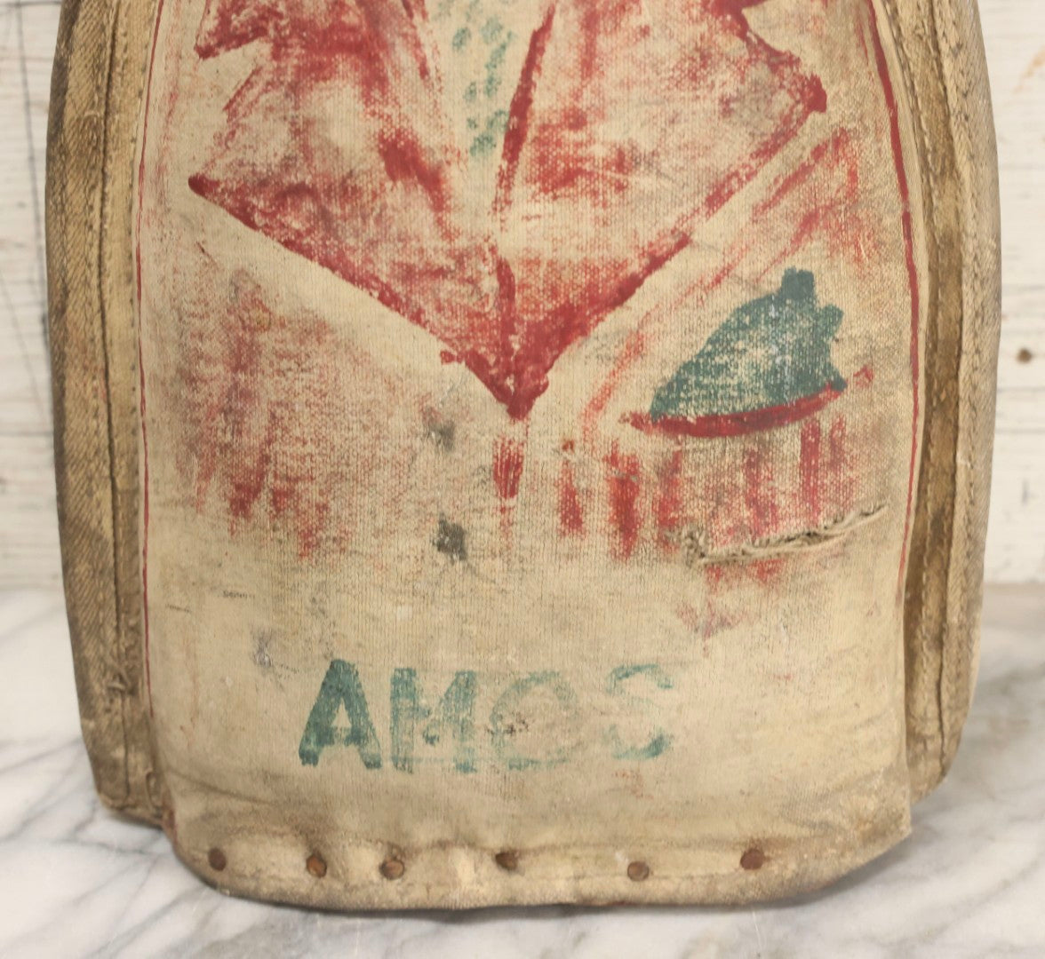 Lot 002 - Antique Oversized 20" Height Hand Painted Canvas Carnival Knock-Down Cat In Suit With Horsehair Stuffing, Signed "Amos," Note Tears