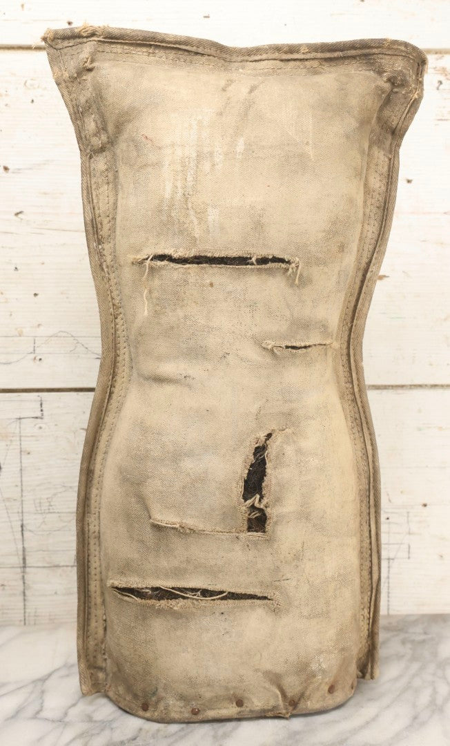 Lot 002 - Antique Oversized 20" Height Hand Painted Canvas Carnival Knock-Down Cat In Suit With Horsehair Stuffing, Signed "Amos," Note Tears