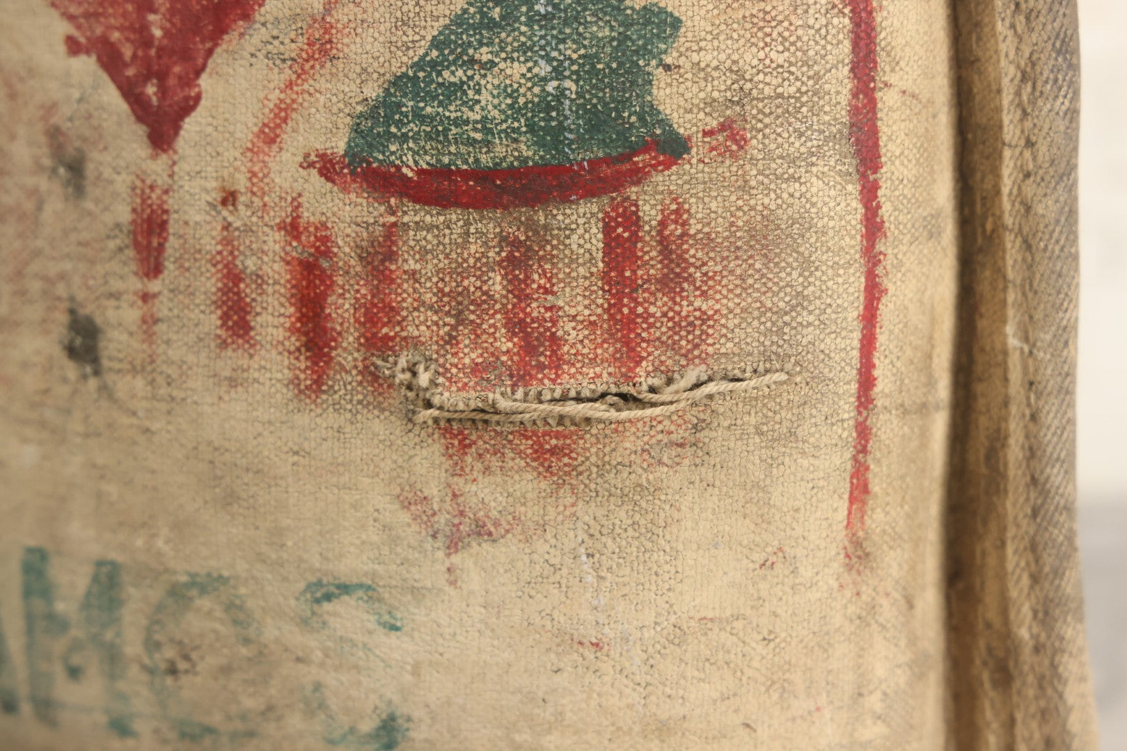 Lot 002 - Antique Oversized 20" Height Hand Painted Canvas Carnival Knock-Down Cat In Suit With Horsehair Stuffing, Signed "Amos," Note Tears