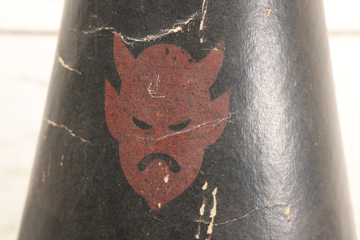 Lot 003 - Vintage School Sports Cheerleading Bullhorn With Red Stenciled Devil Mascot And Black Finish