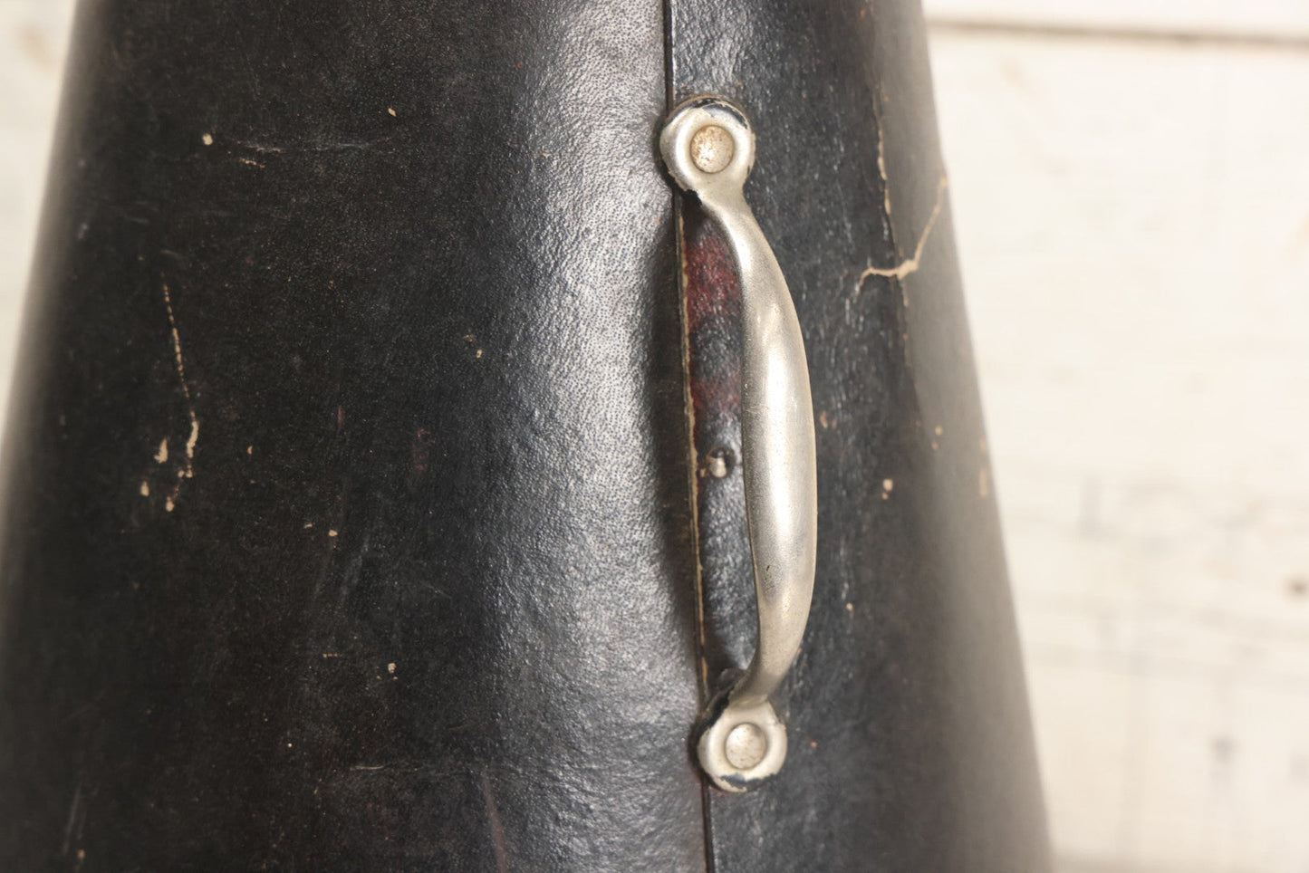 Lot 003 - Vintage School Sports Cheerleading Bullhorn With Red Stenciled Devil Mascot And Black Finish