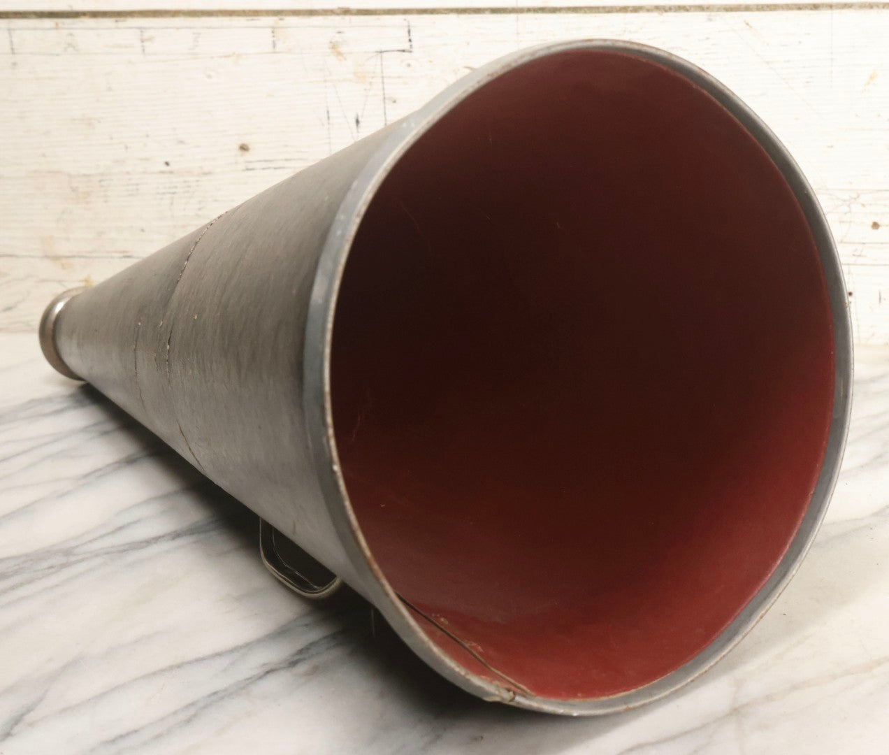 Lot 003 - Vintage School Sports Cheerleading Bullhorn With Red Stenciled Devil Mascot And Black Finish