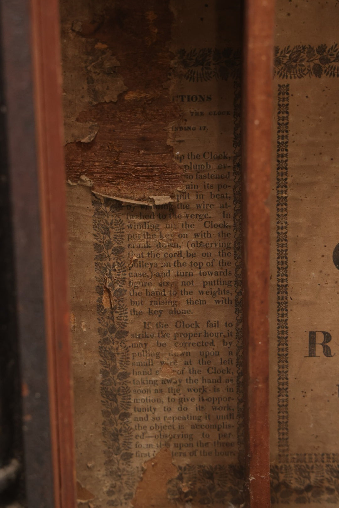 Lot 004 - Antique Column And Splat Shelf Clock By Riley Whiting, Winchester, Connecticut, With 30-Hour Wooden Works And Reverse Painted Door With “The Orphan's Prayer” Scene, Child Praying At Monument, Includes Weights, Pendulum, And Key
