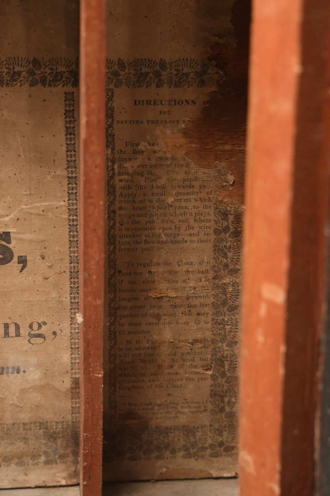 Lot 004 - Antique Column And Splat Shelf Clock By Riley Whiting, Winchester, Connecticut, With 30-Hour Wooden Works And Reverse Painted Door With “The Orphan's Prayer” Scene, Child Praying At Monument, Includes Weights, Pendulum, And Key