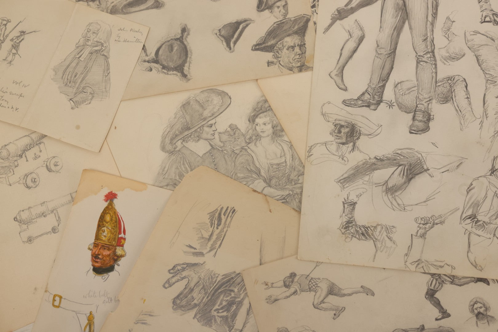 Lot 005 - Extensive Archive Of Original Sketches, Studies, And Notes Attributed To Norman Mills Price (1877–1951), Including Preparatory Work For “The Sea Rogue's Moon," With Envelope From Liberty Magazine Addressed To 527 Riverside Dr., New York City