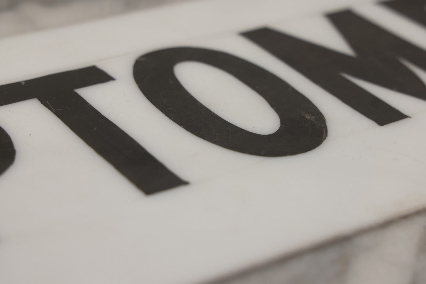 Lot 011 - Vintage Hand-Painted "Optometrist" Trade Sign On White Plexiglass, 23-1/2" x 6"