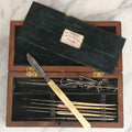 Lot 012 - Antique Surgical Implement Kit By George Tiemann & Co., New York, With 12 Implements Including Bone Handle Tools And Triple Chain Dissection Hook, In Original Box With Paper Label, Circa 1860s