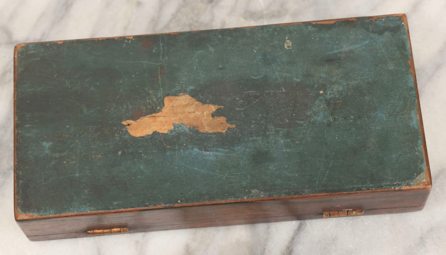 Lot 012 - Antique Surgical Implement Kit By George Tiemann & Co., New York, With 12 Implements Including Bone Handle Tools And Triple Chain Dissection Hook, In Original Box With Paper Label, Circa 1860s