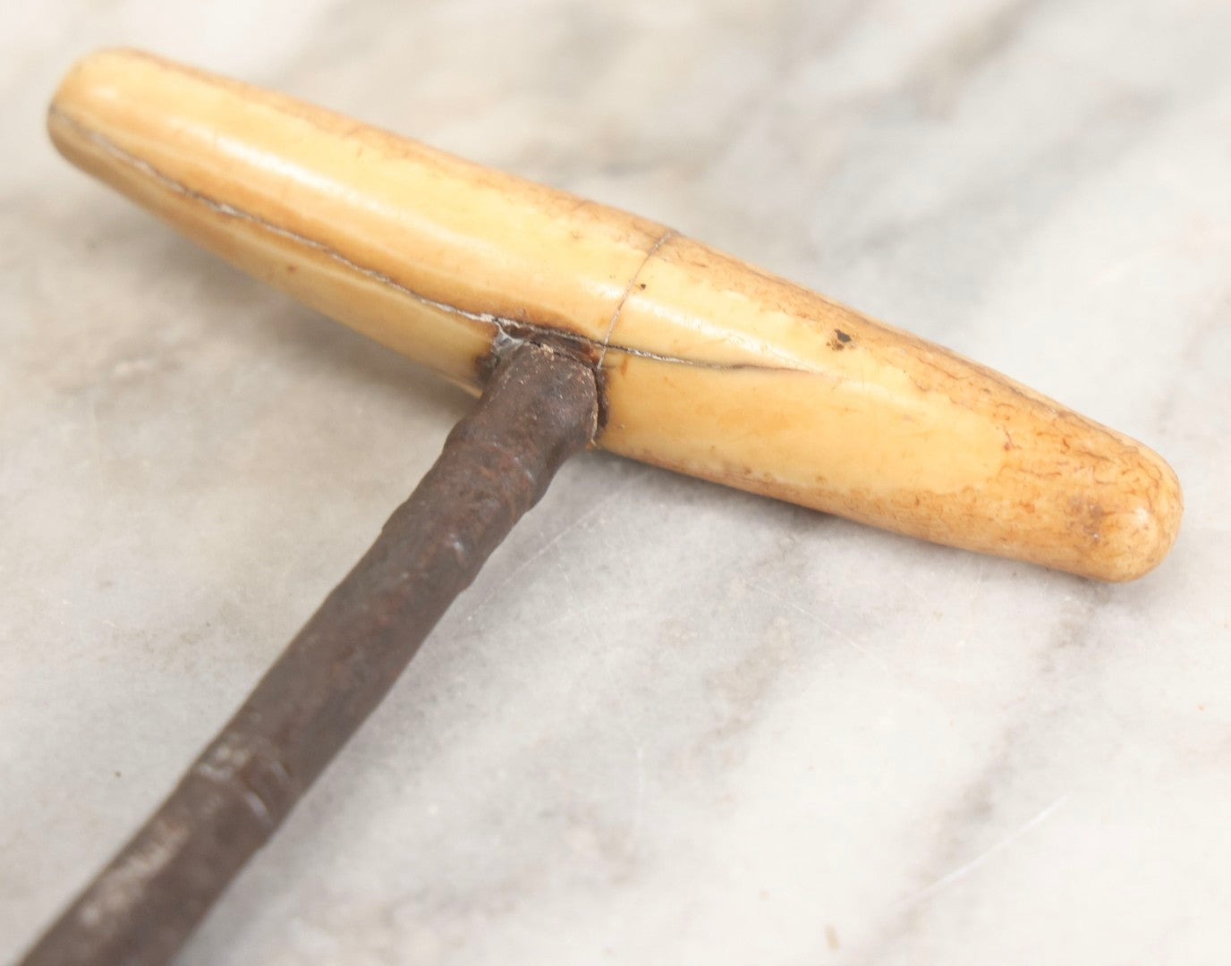 Lot 013 - Antique Cast Metal Tooth Puller With Bone Handle And Original Patina, Circa Early 19th Century, 5-1/2" L