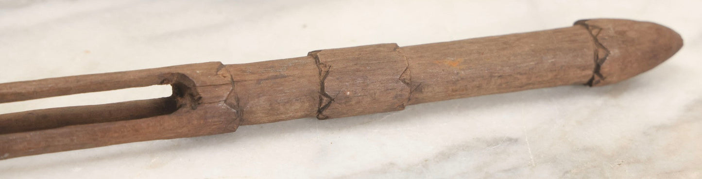 Lot 015 - Vintage Hand-Carved Wooden Fork In The Style Of A Fijian Cannibal Fork, 11-3/4" L