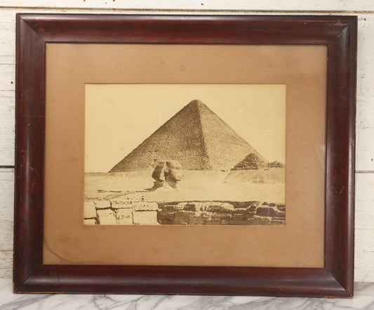Lot 018 - Antique Albumen Photograph "The Great Pyramid And The Sphinx, Giza" By Antonio Beato, Circa 1870, Signed In Negative, Framed, 24-1/4" x 20"