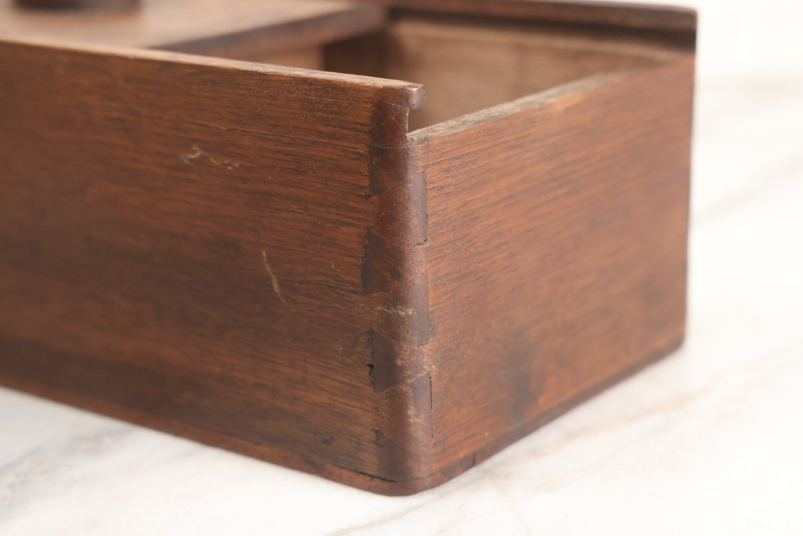 Lot 019 - Antique Hand Made Folk Art Wooden Ballot Box With Sliding Top And Fourteen-Sided Pull Knob, Includes Vintage Black And White Voting Marbles, Circa 1900