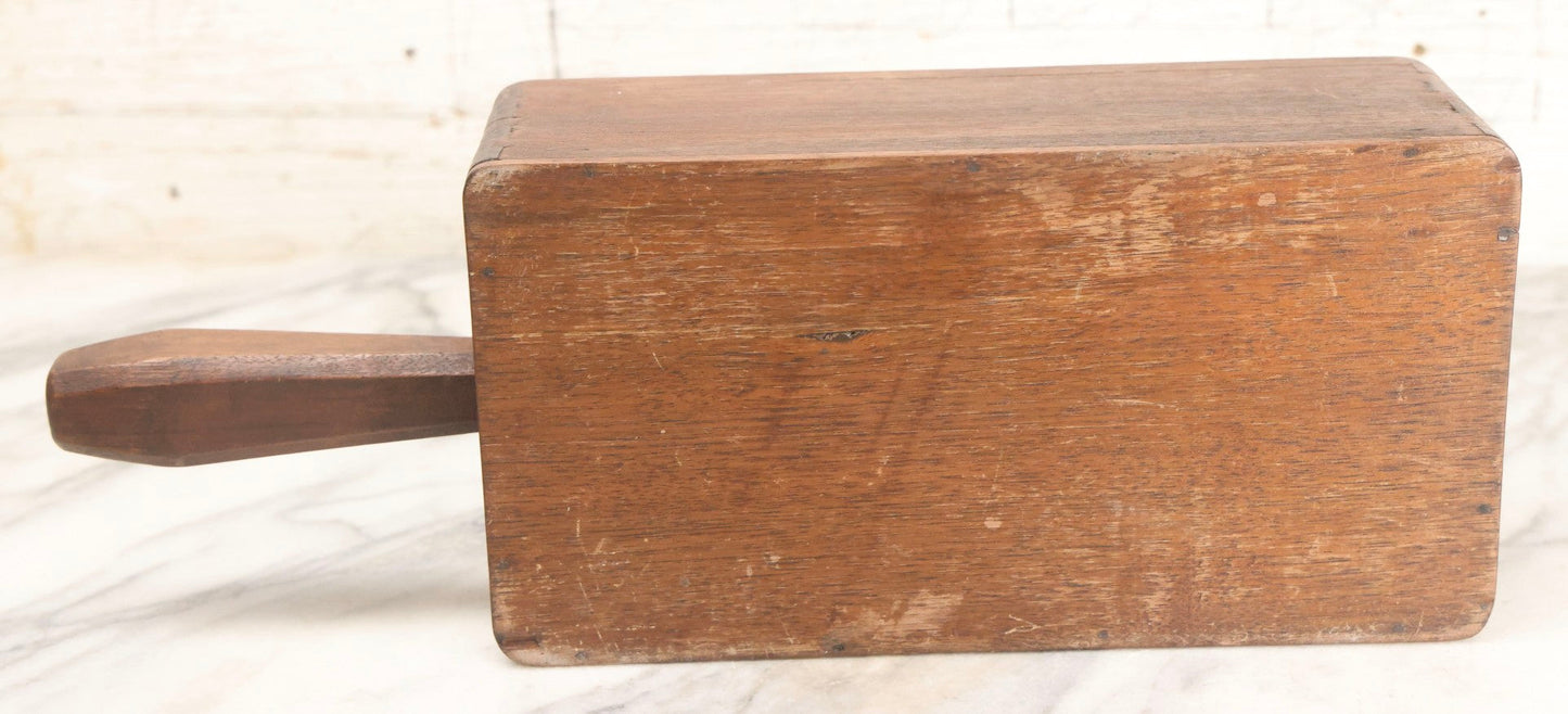 Lot 019 - Antique Hand Made Folk Art Wooden Ballot Box With Sliding Top And Fourteen-Sided Pull Knob, Includes Vintage Black And White Voting Marbles, Circa 1900