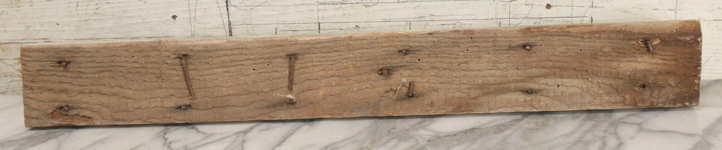 Lot 020 - Antique Primitive Wall Hook Board With Six Matching Hooks And Original Robin's Egg Blue Paint, 24-1/8" L