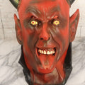 Lot 023 - Vintage Rubber Grinning Devil Halloween Mask With Yellow Eyes, Tongue Out, And Bat Bow Tie, Illusive Concepts, 1996, Distributed By The Paper Magic Group, Scranton, Pennsylvania