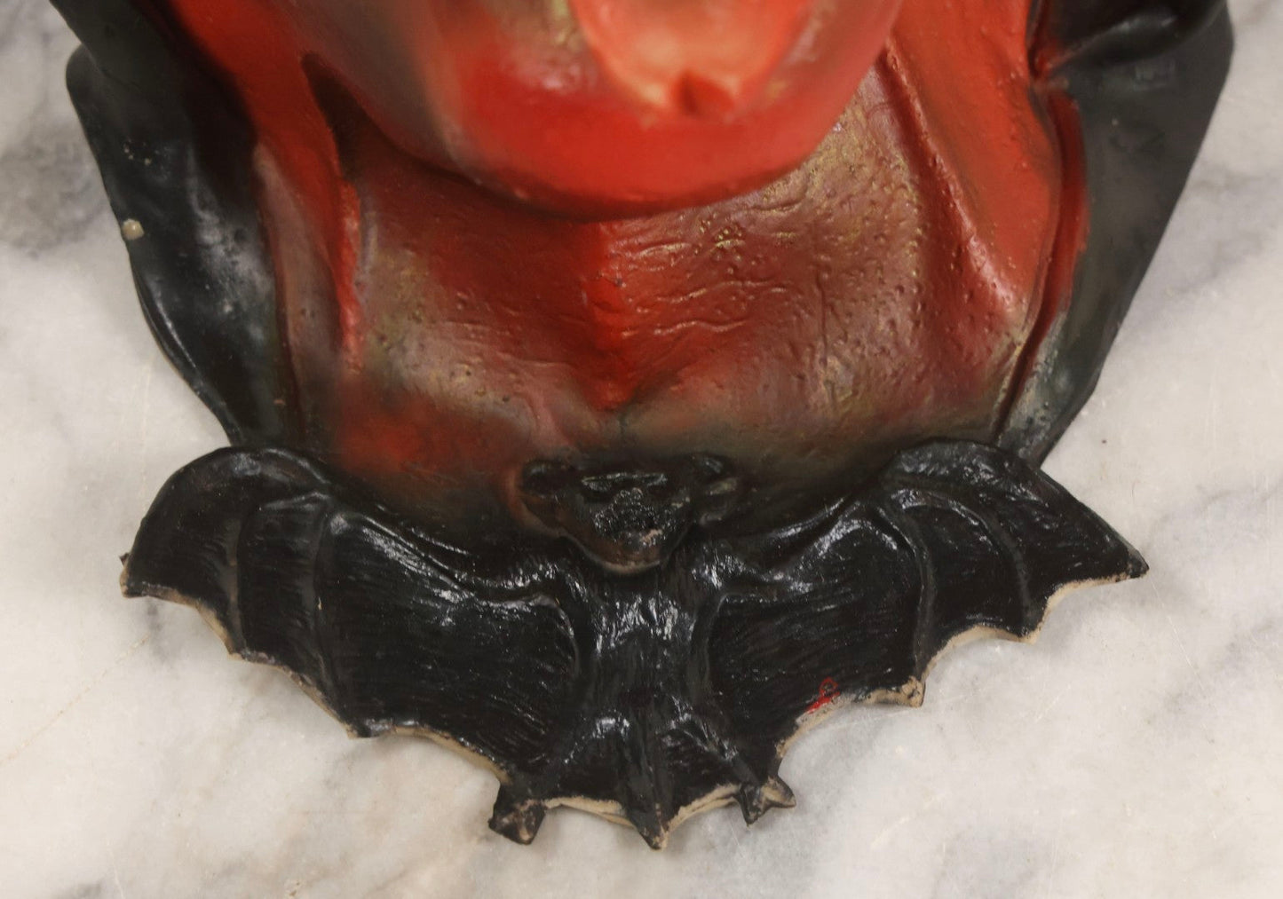 Lot 023 - Vintage Rubber Grinning Devil Halloween Mask With Yellow Eyes, Tongue Out, And Bat Bow Tie, Illusive Concepts, 1996, Distributed By The Paper Magic Group, Scranton, Pennsylvania