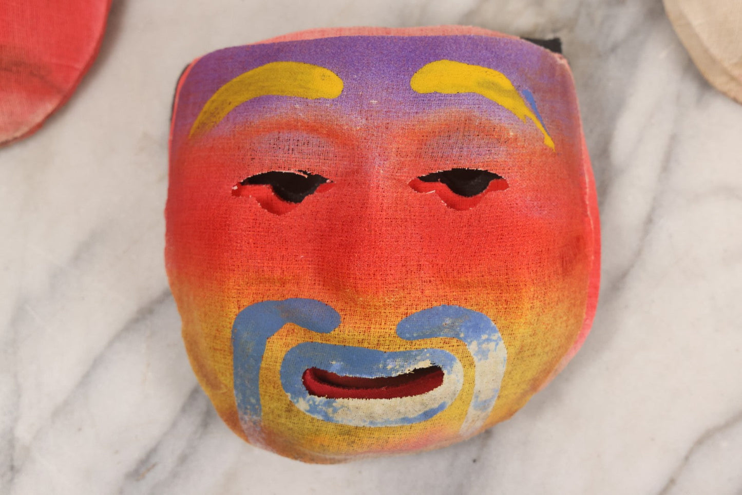 Lot 024 - Grouping Of 50 Vintage New Old Stock N.O.S. Gauze Clown Halloween Masks In Original Des Arts Products Box, No. 764, "Masks, The Universal Toy"