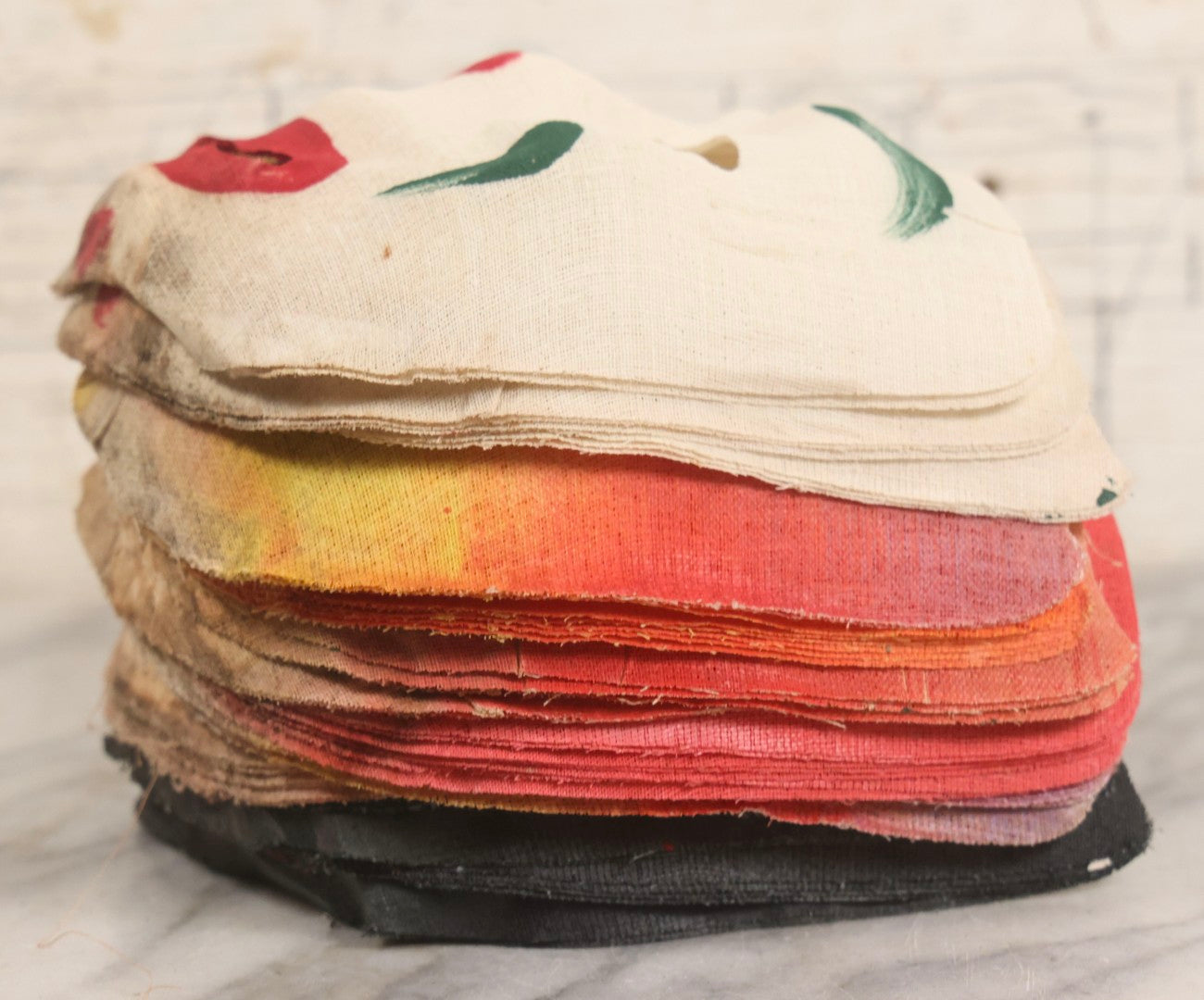 Lot 024 - Grouping Of 50 Vintage New Old Stock N.O.S. Gauze Clown Halloween Masks In Original Des Arts Products Box, No. 764, "Masks, The Universal Toy"