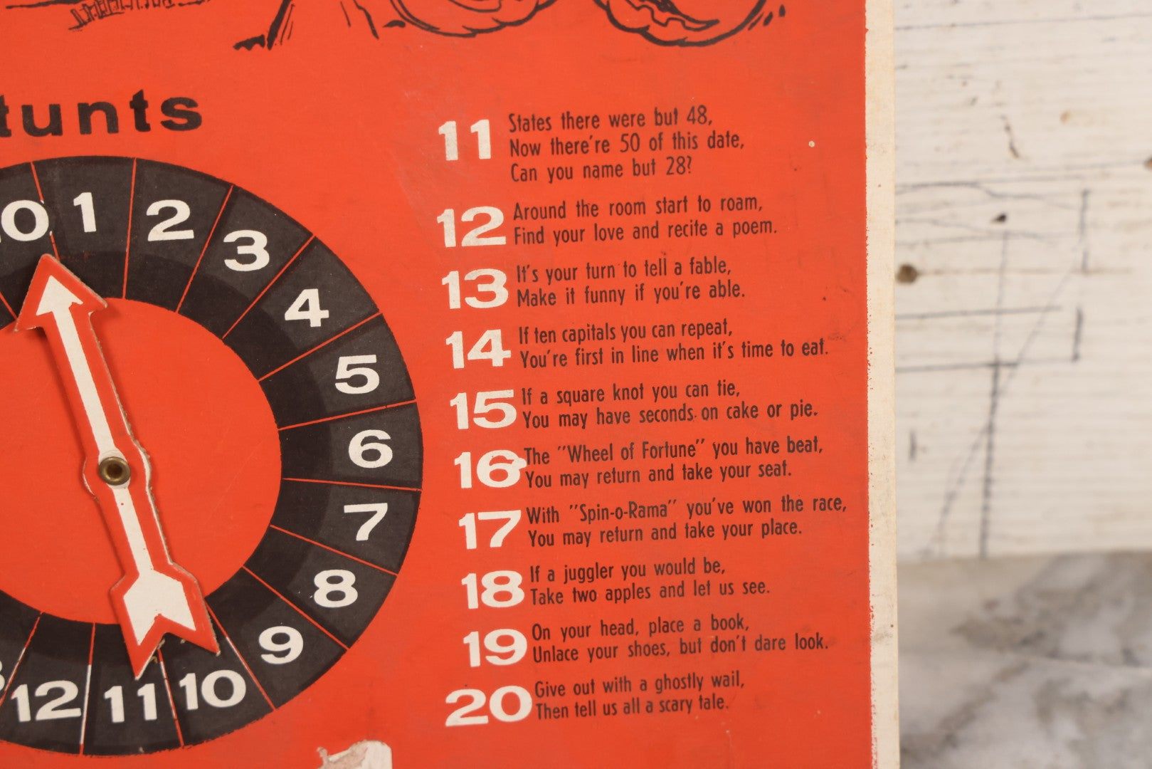 Lot 025 - Vintage Spin-O-Rama Halloween Stunt And Fortune Game By Beistle With Witch, Black Cat, And Jack-O-Lantern J.O.L. Graphics, Made In U.S.A.., 12-3/8" x 18-3/8"