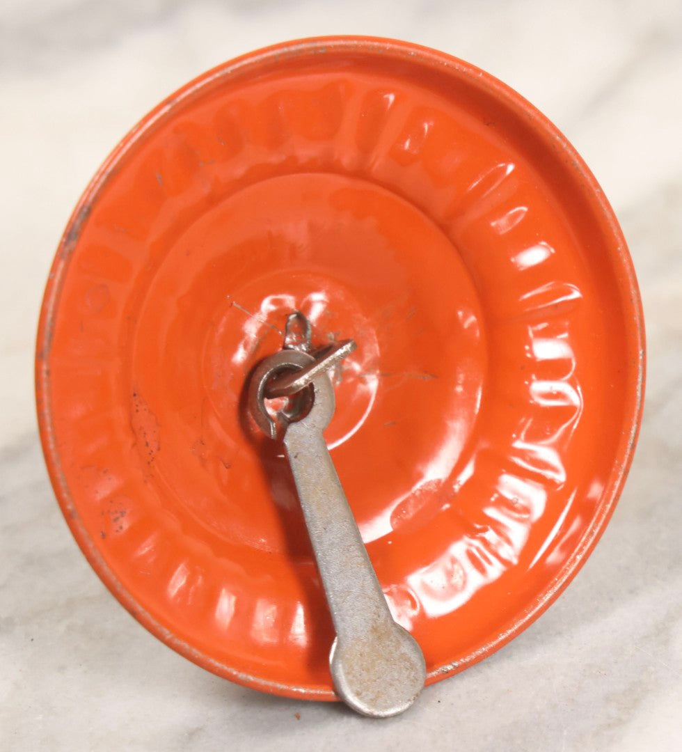 Lot 026 - Vintage Tin Lithograph Halloween Noisemaker Bell With Grinning Black Cat By Life Of The Party Products