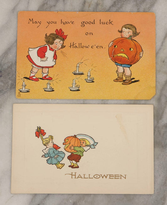 Lot 028 - Pair Of Antique Halloween Postcards Including Tuck "Hallowe'en" Series No. 188 And Gibson Art Co. Design