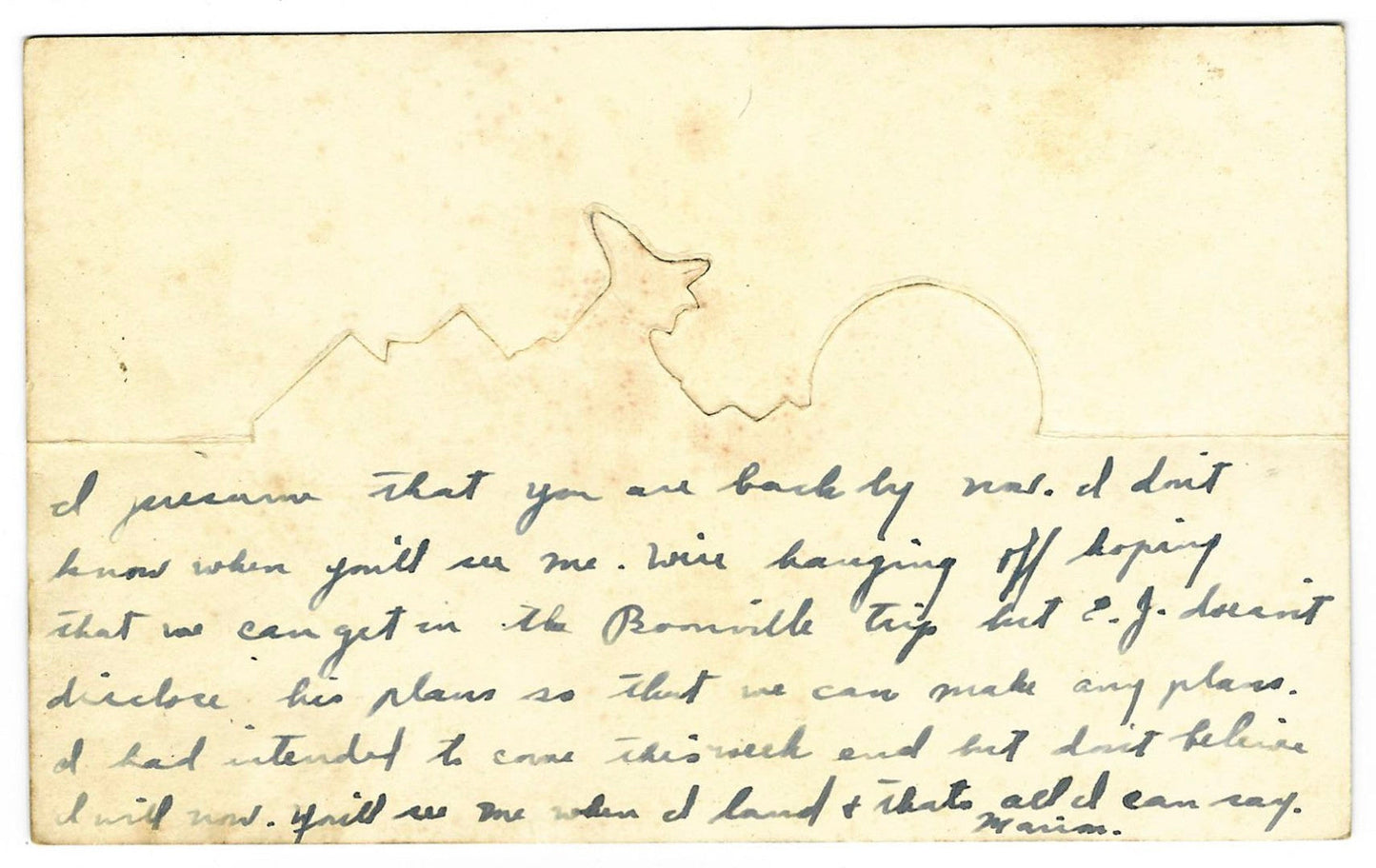 Lot 030 - Antique Die-Cut Stand-Up Halloween Card “Good Luck For Your Halloween” Flying Witch With Jack-O'-Lantern, Series H 50, Fold-Out Easel Card, Written On Verso