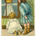 Lot 033 - Antique Embossed Halloween Postcard “Hallowe'en Greetings” Depicting Children Frightened By Jack-O-Lantern Ghost At Window, B.W. 374, Printed In Germany, Postmarked Buffalo, New York, 1913, Written On Verso