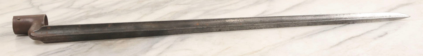 Lot 034 - Antique U.S. Socket Bayonet With "Us" Tang Stamp And Cylindrical Socket, Inconclusive Model/Authenticity, 19-1/2" L