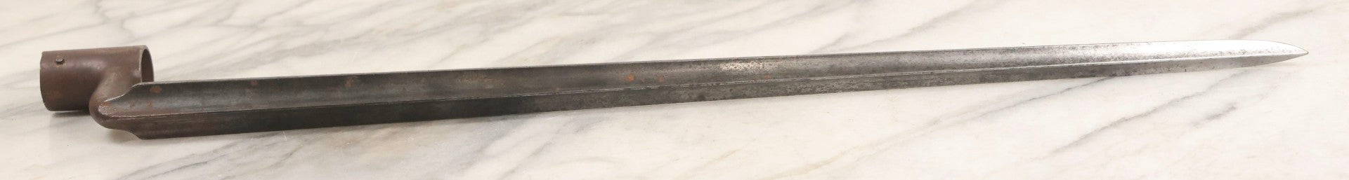 Lot 034 - Antique U.S. Socket Bayonet With "Us" Tang Stamp And Cylindrical Socket, Inconclusive Model/Authenticity, 19-1/2" L
