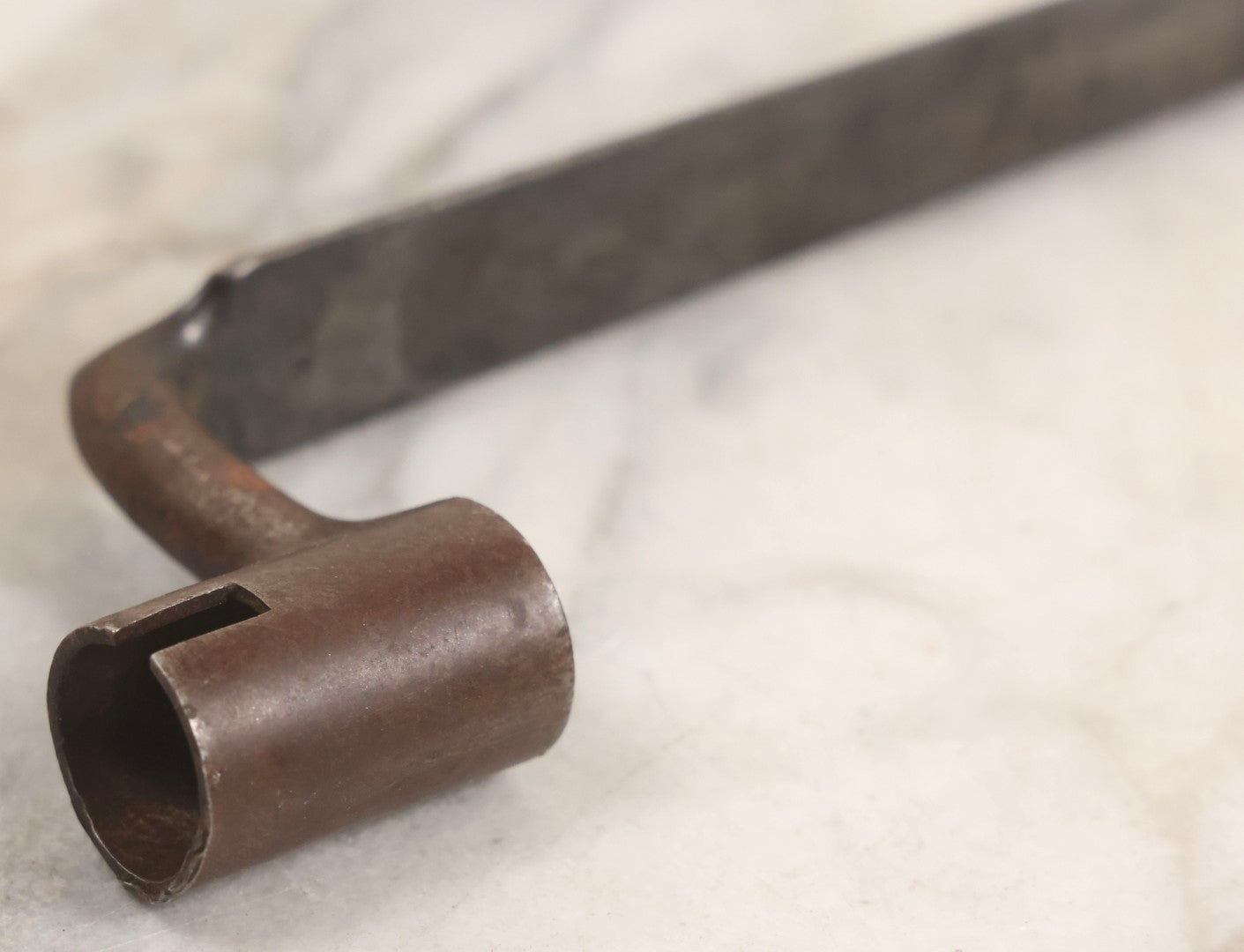 Lot 034 - Antique U.S. Socket Bayonet With "Us" Tang Stamp And Cylindrical Socket, Inconclusive Model/Authenticity, 19-1/2" L