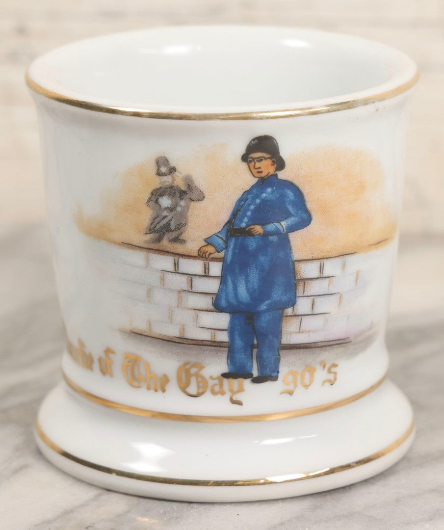 Lot 039 - Vintage "Charlie Of The Gay 90's" Occupational Shaving Mug With Policeman Motif, S125F Backstamp, 3-7/8" H