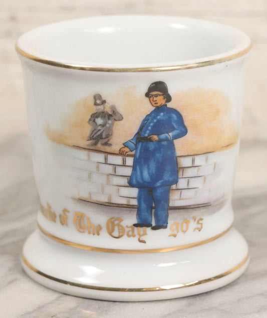 Lot 039 - Vintage "Charlie Of The Gay 90's" Occupational Shaving Mug With Policeman Motif, S125F Backstamp, 3-7/8" H