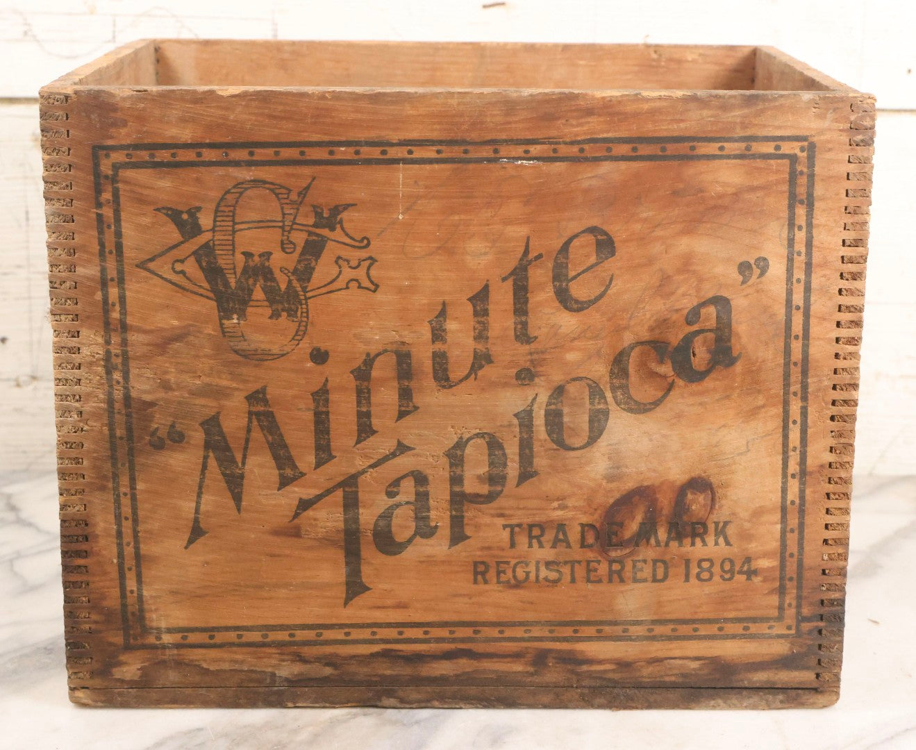 Lot 041 - Antique Minute Tapioca Wooden Crate By Whitman Grocery Co., Orange, Massachusetts, Trademark Registered 1894