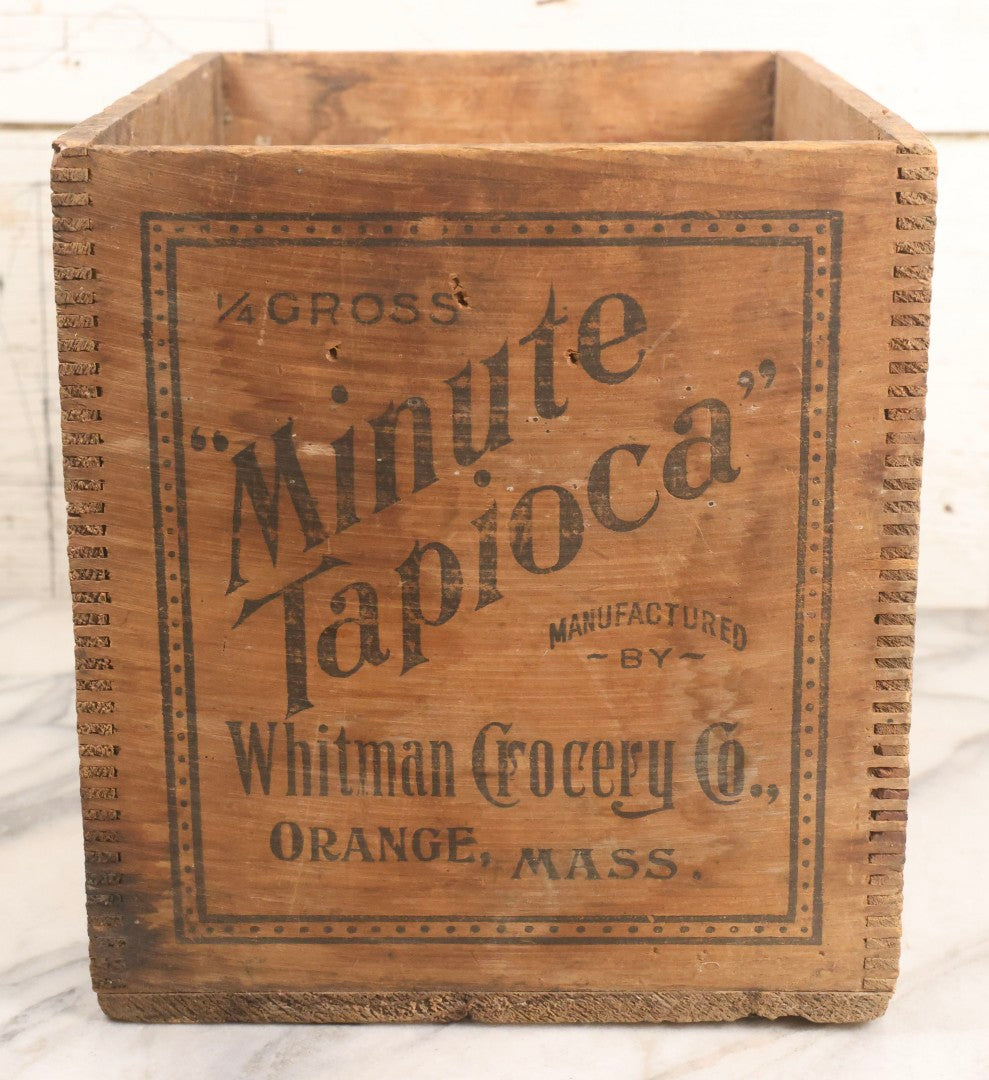 Lot 041 - Antique Minute Tapioca Wooden Crate By Whitman Grocery Co., Orange, Massachusetts, Trademark Registered 1894
