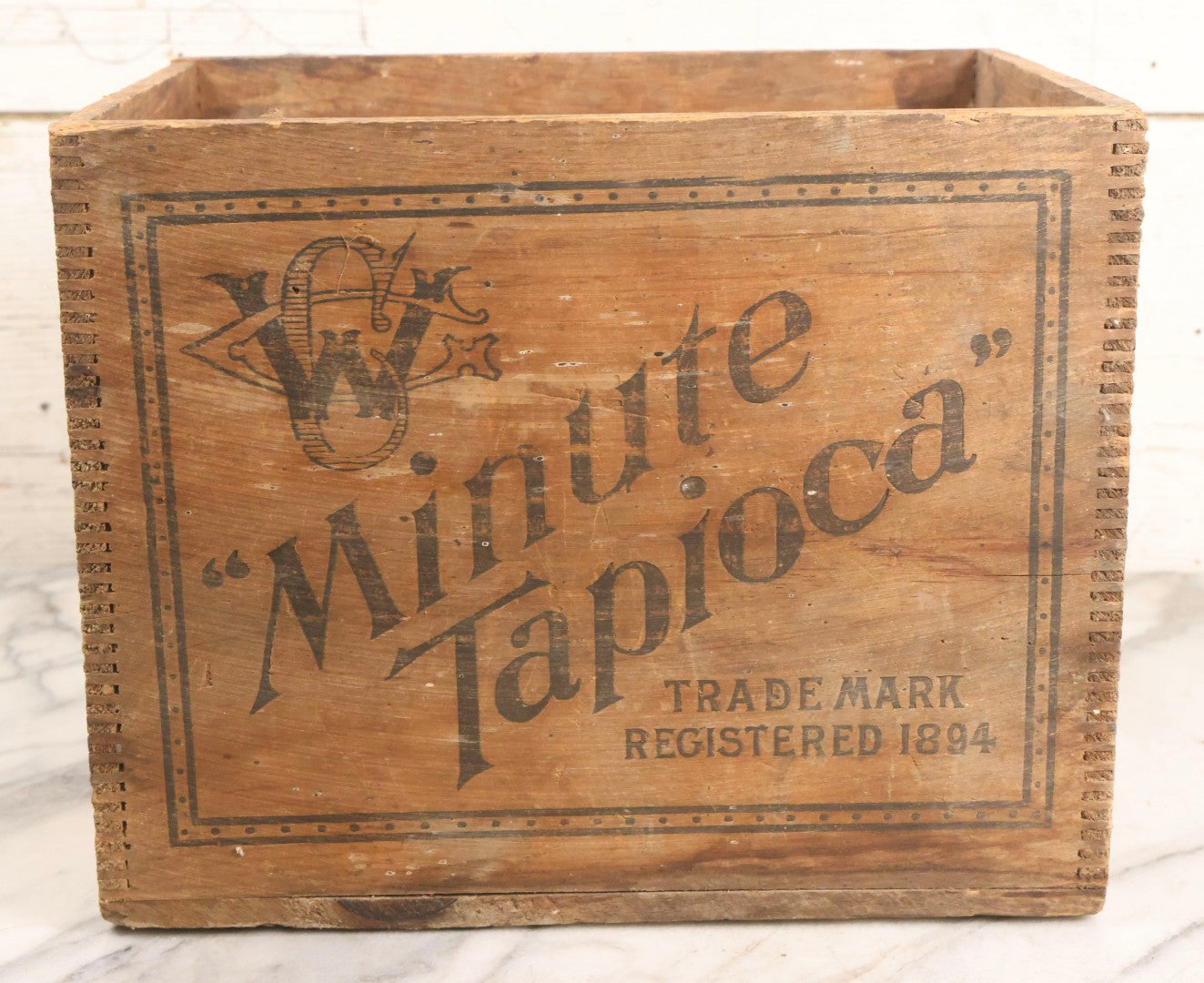 Lot 041 - Antique Minute Tapioca Wooden Crate By Whitman Grocery Co., Orange, Massachusetts, Trademark Registered 1894