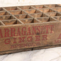 Lot 042 - Vintage 24-Section Wooden Soda Bottle Crate For Narragansett Spring Ginger Ale, Spencer, Massachusetts, With Red Lettering And Metal Supports